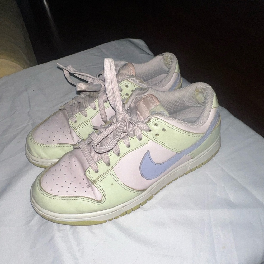 Green and purple Nike dunks size 8